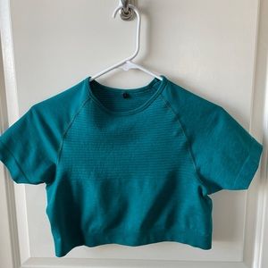 Alphalete Revival Short Sleeve Crop- Large, Teal